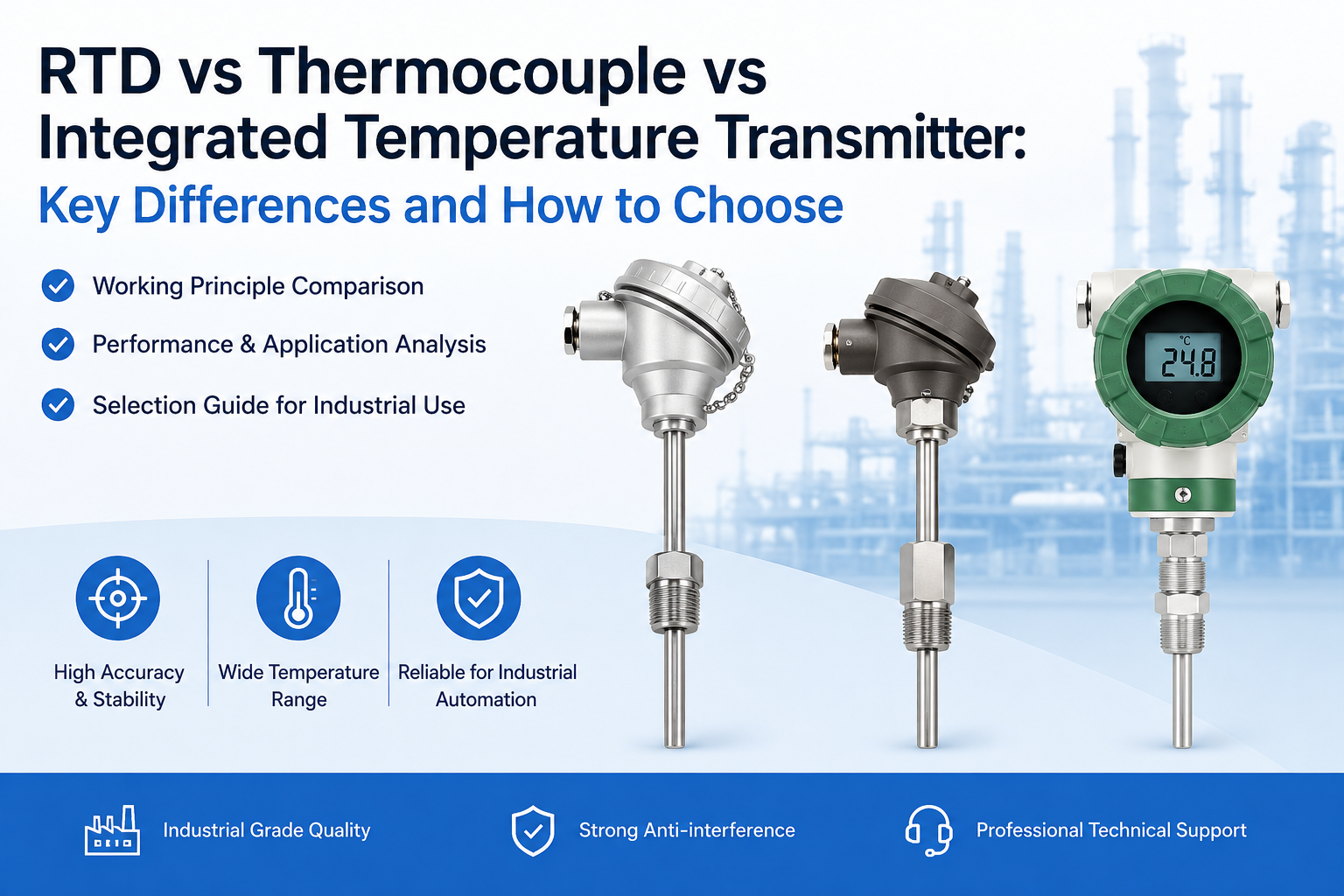 RTD vs thermocouple vs integrated temperature transmitter selection guide